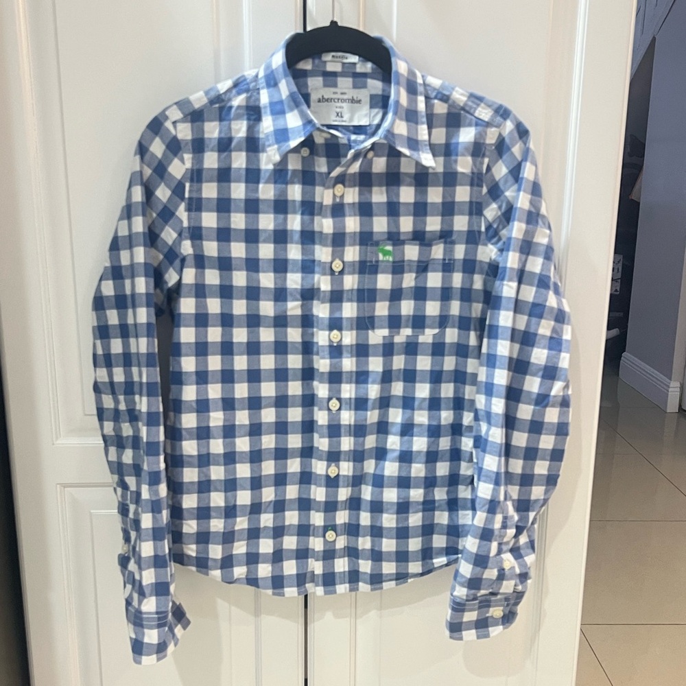 Abercrombie kids plaid long sleeve button down Shirt size XL